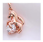 Korea Jewelry Alloy Horse With Crystal Pendant Necklace