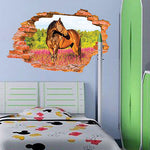3D Broken Wall Pattern Wall Stickers Horse Wall Decals Vinyl Stickers Room Decor