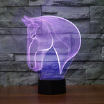 (7 Colors in one ) Horse Lamp 3D Dimmable Night Light