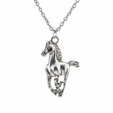 Vintage Silver Horse Pendant Short Necklace