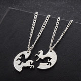 Horse Friendship Necklace CUT BY HAND IN QUARTER 2 apart