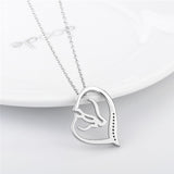 Pure 925 Sterling Silver   Mother and Child  Horse  Necklace