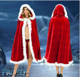 US Santa Father Hooded Cloaks Christmas Party Cosplay Winter Costume Velvet Cape