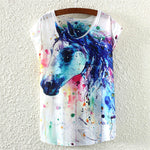 Painting Horse Pattern Print T-Shirt