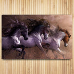 3 Horses Running Wild  Canvas Poster