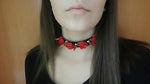 Handcrafted Leather Flower Long Spikes Lace Ribbon Collar