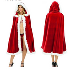 US Santa Father Hooded Cloaks Christmas Party Cosplay Winter Costume Velvet Cape