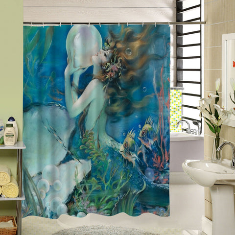 3D Mermaid Waterproof Shower Curtain