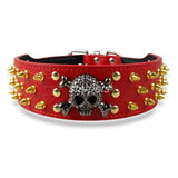Spiked Studded Leather Dog Collar With Skull For Pitbull Mastiff Boxer