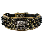 Spiked Studded Leather Dog Collar With Skull For Pitbull Mastiff Boxer