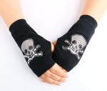 Rhinestone Short Skull Gloves