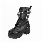 Women Skull Gothic Punk Rock Lace-up Boots