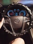 Wings Skull Leather Car Steering Wheel Covers