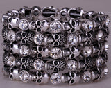 Stretch Crystal skull Cuff Bracelet