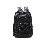 3D Skull Head Backpack Leather Laptop School Bag