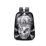 3D Skull Head Backpack Leather Laptop School Bag