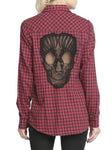 Skull Hollow Out Plaid Shirt