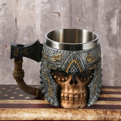3D Axe Viking Warrior Skull Mug