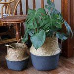 Straw Basket Wicker Folding Flower Pot