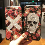Glitter Love Skull Floral Back Cover For iPhone 7 8 6 6s Plus