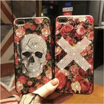 Glitter Love Skull Floral Back Cover For iPhone 7 8 6 6s Plus