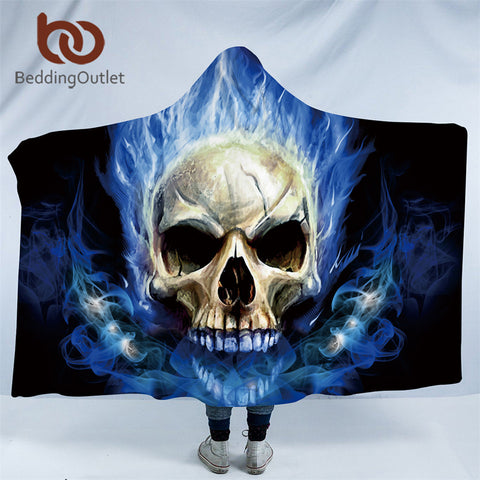 Hooded Blanket 3d skull Fleece Blanket