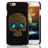 Handmade Diamond Metal saphire eye Skull Cover phone