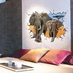 3D Elephants Wall Stickers Home Decor